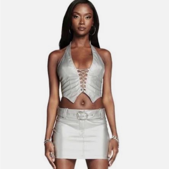 NWT IAMGIA SILVER METALLIC VIXRA CORSET TOP XS - Picture 1 of 4